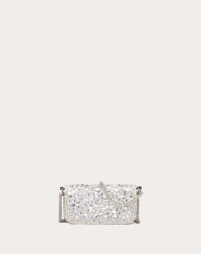 Valentino Handbags Borsa Piccola A Spalla Locò Con Cristalli per Donna in Argento | Valentino IT Promozione