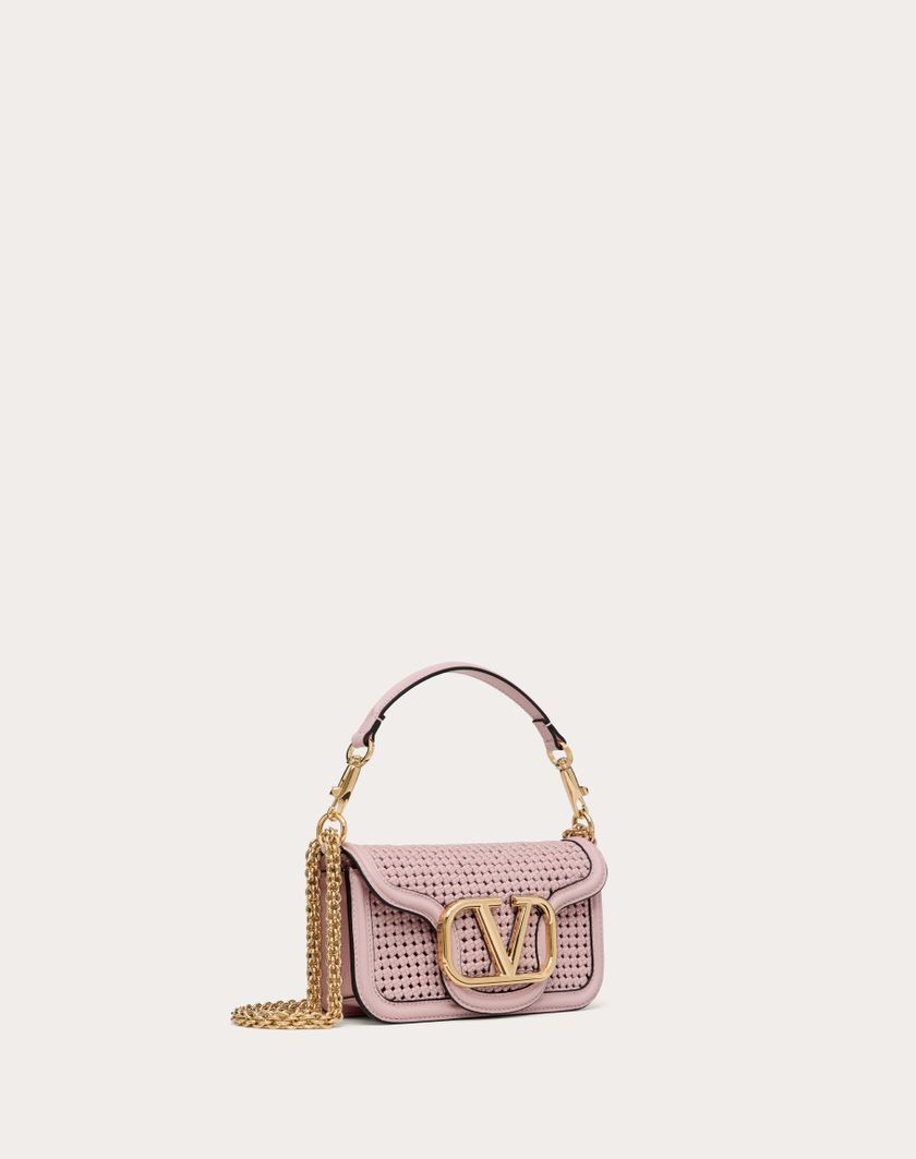 Valentino Handbags Borsa Piccola A Spalla Valentino Garavani Locò In Pelle Intrecciata per Donna in Rose Quartz | Valentino IT Spedizione Gratuita