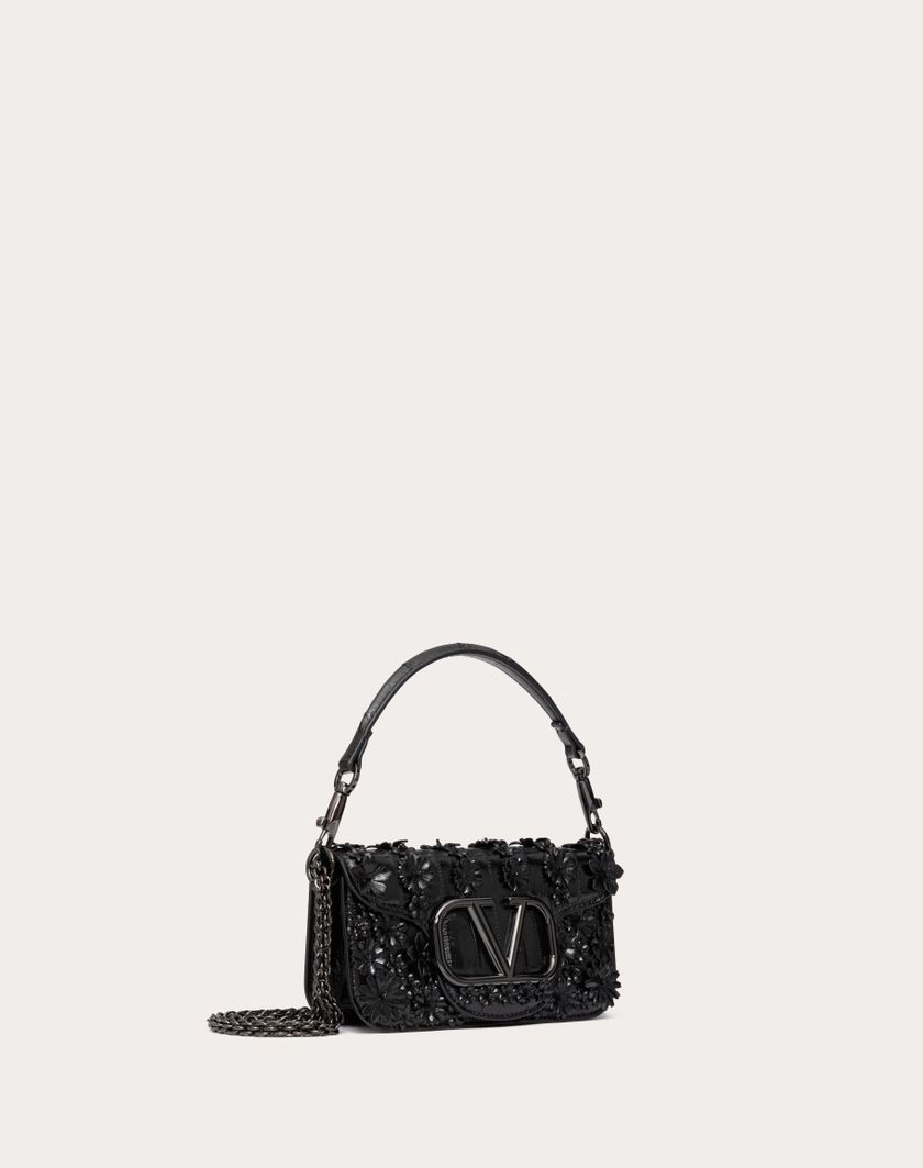 Valentino Handbags Borsa Piccola A Spalla Valentino Garavani Locò Ricamata In Anguilla per Donna in Nero | Valentino IT Soddisfazione Garantita