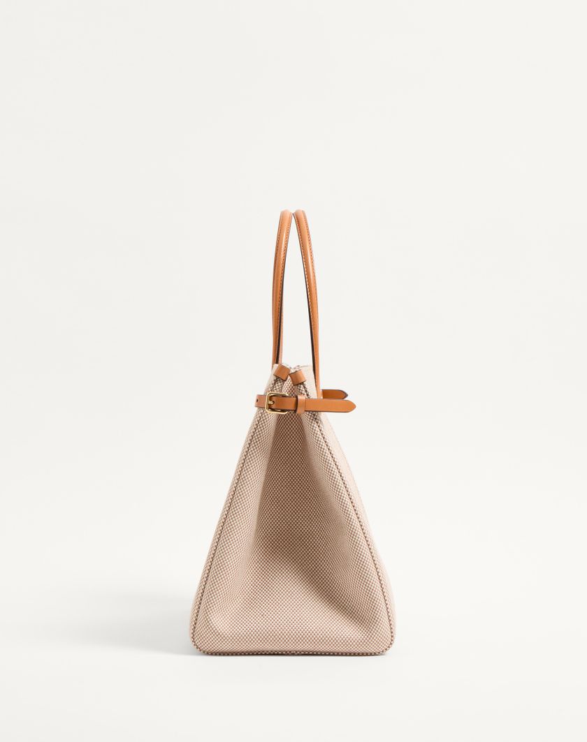 Valentino Handbags Borsa Shopping Media Valentino Garavani Antibes In Canvas per Donna in Naturale/tabacco | Valentino IT Saldi