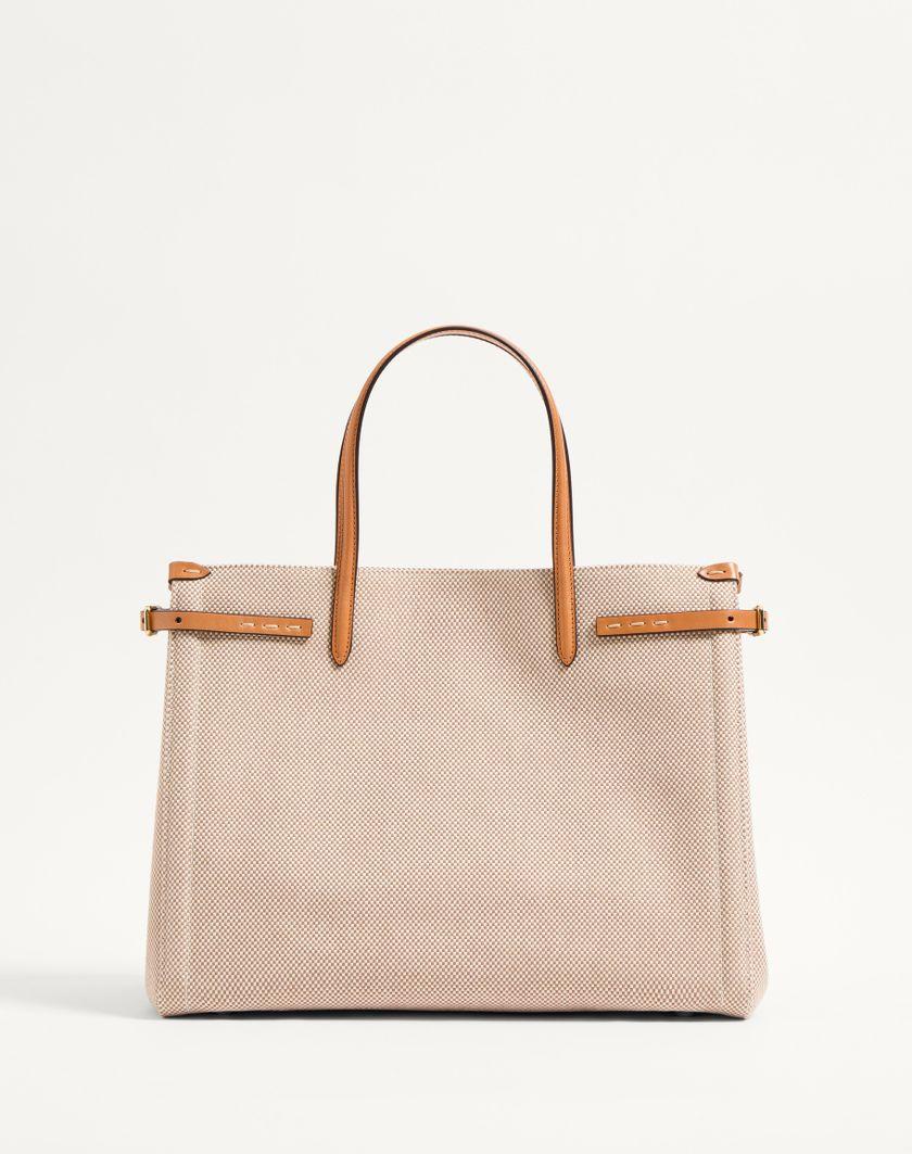 Valentino Handbags Borsa Shopping Media Valentino Garavani Antibes In Canvas per Donna in Naturale/tabacco | Valentino IT Saldi