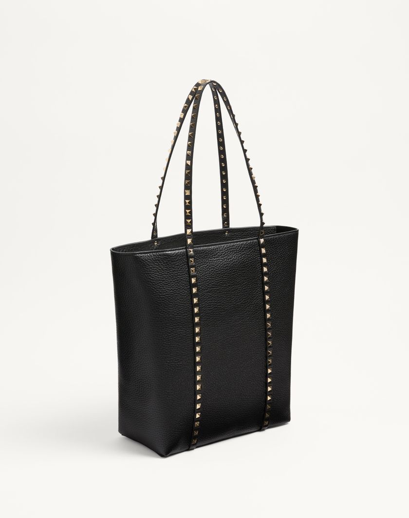 Valentino Handbags Borsa Shopping Valentino Garavani Rockstud In Vitello Granato per Donna in Nero | Valentino IT Saldi Di Fabbrica