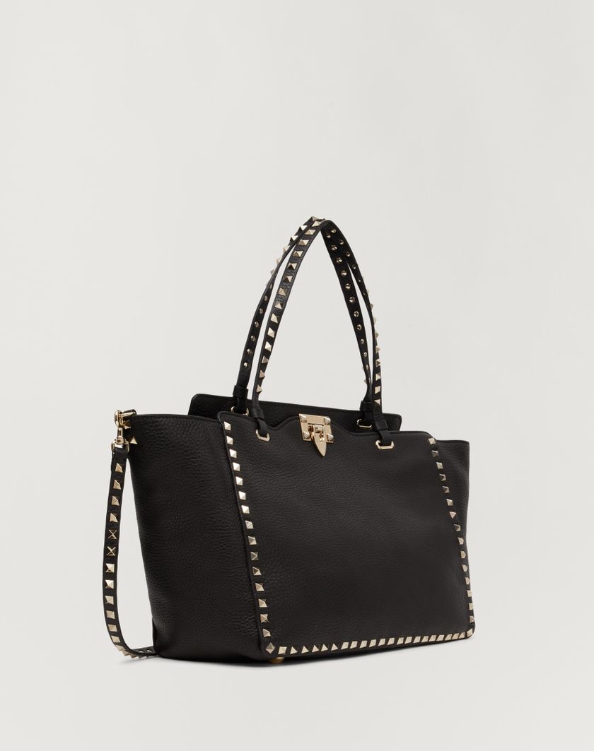 Valentino Handbags Borsa Media Rockstud In Vitello Granato per Donna in Nero | Valentino IT Negozio