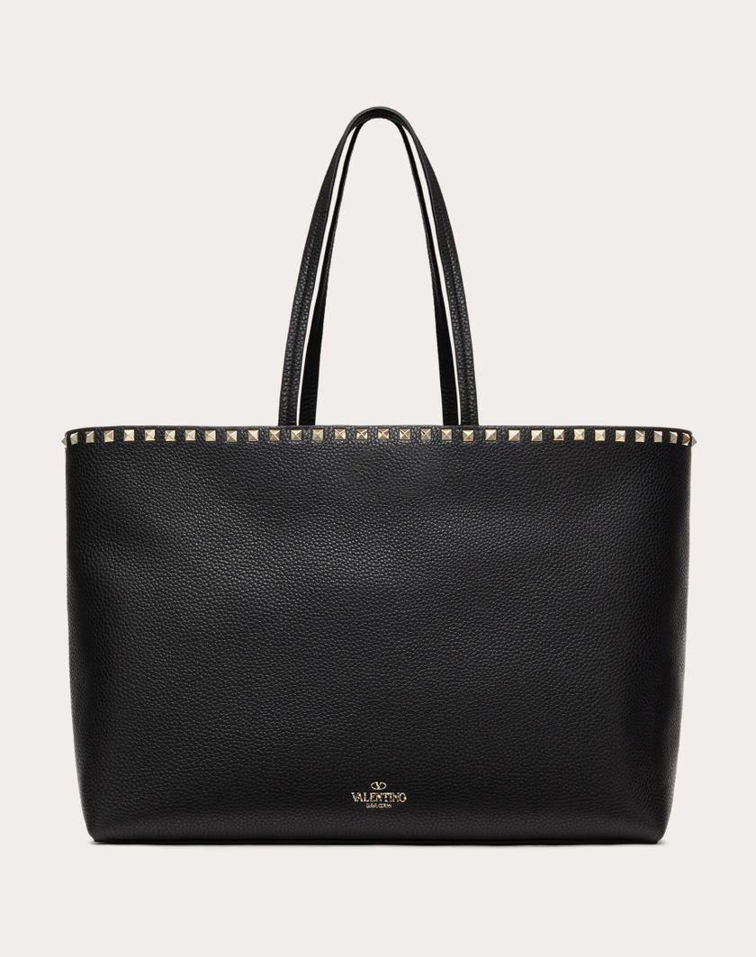 Valentino Handbags Borsa Shopping Rockstud In Vitello Granato per Donna in Mandorla | Valentino IT In Saldo