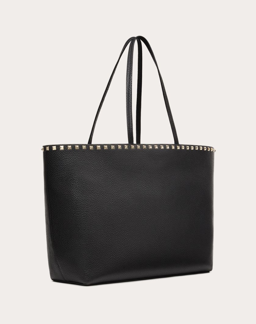 Valentino Handbags Borsa Shopping Rockstud In Vitello Granato per Donna in Nero | Valentino IT Nuova