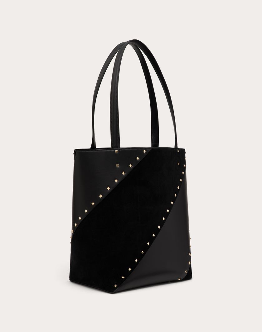 Valentino Handbags Borsa Shopping Valentino Garavani Valentino Garavani Rockstud Wispy In Vitello E Camoscio per Donna in Nero | Valentino IT Italy