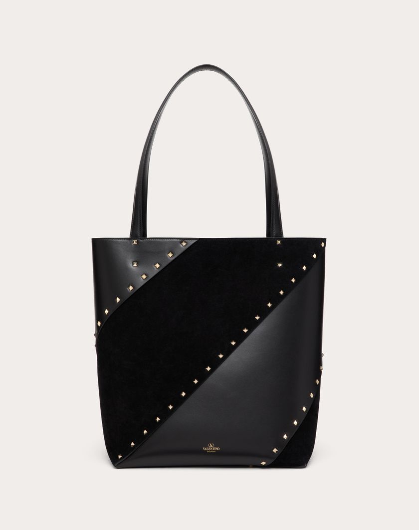 Valentino Handbags Borsa Shopping Valentino Garavani Valentino Garavani Rockstud Wispy In Vitello E Camoscio per Donna in Nero | Valentino IT Italy