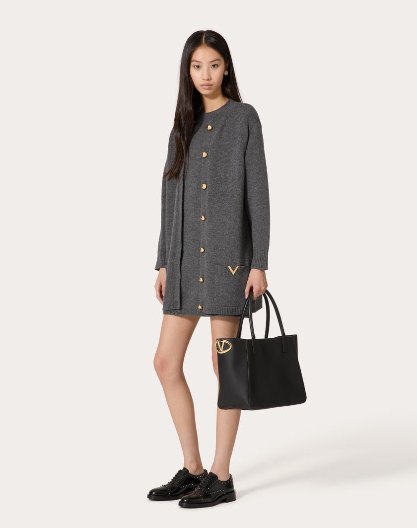 Valentino Handbags Borsa Shopping Vlogo Side In Vitello Nappato per Donna in Nero | Valentino IT Qualità