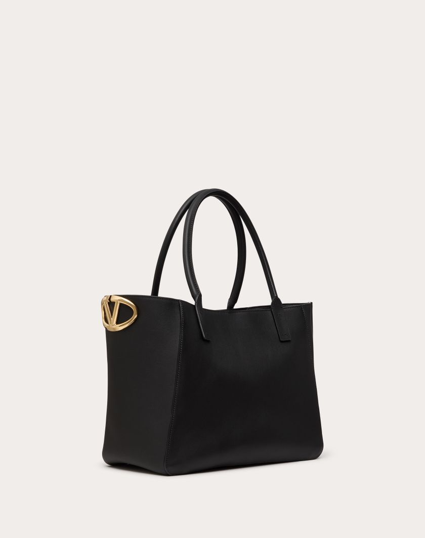 Valentino Handbags Borsa Shopping Vlogo Side In Vitello Nappato per Donna in Nero | Valentino IT Qualità