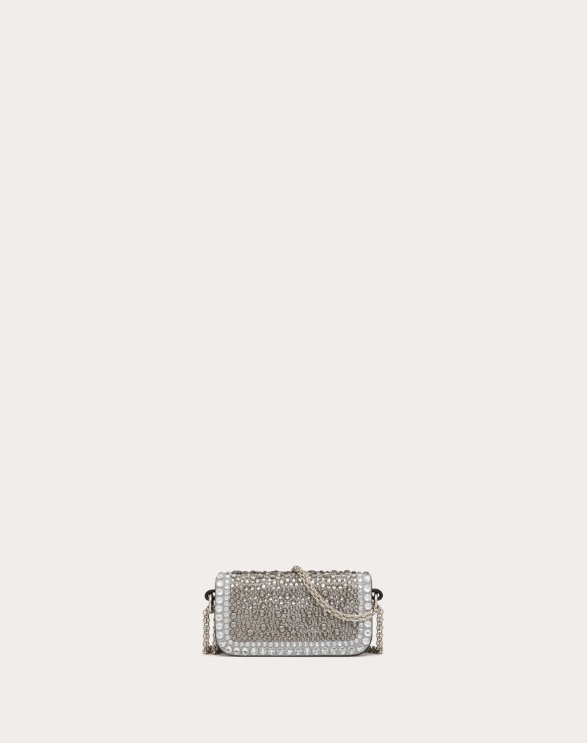 Valentino Handbags Borsa Micro Con Catena Valentino Garavani Locò Con Strass per Donna in Crystal/nero/antracite | Valentino IT Promozione