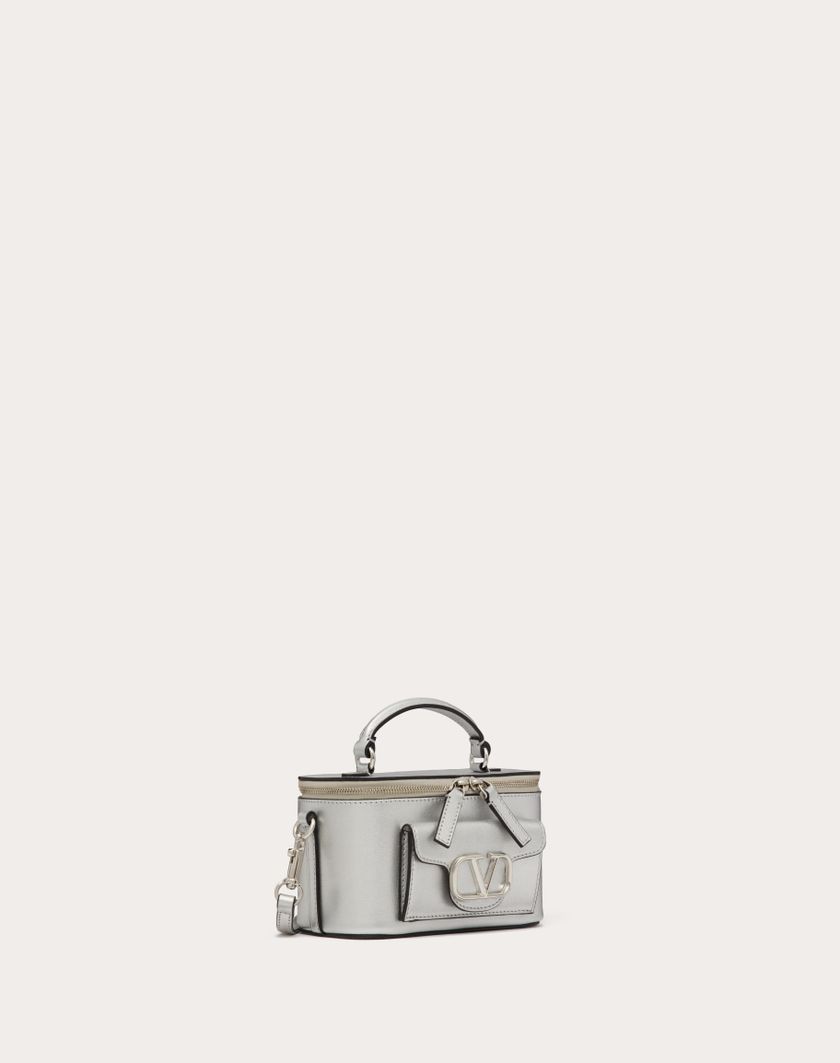 Valentino Handbags Mini Borsa A Mano Locò In Vitello Metallizzato per Donna in Argento | Valentino IT Spedizione Gratuita