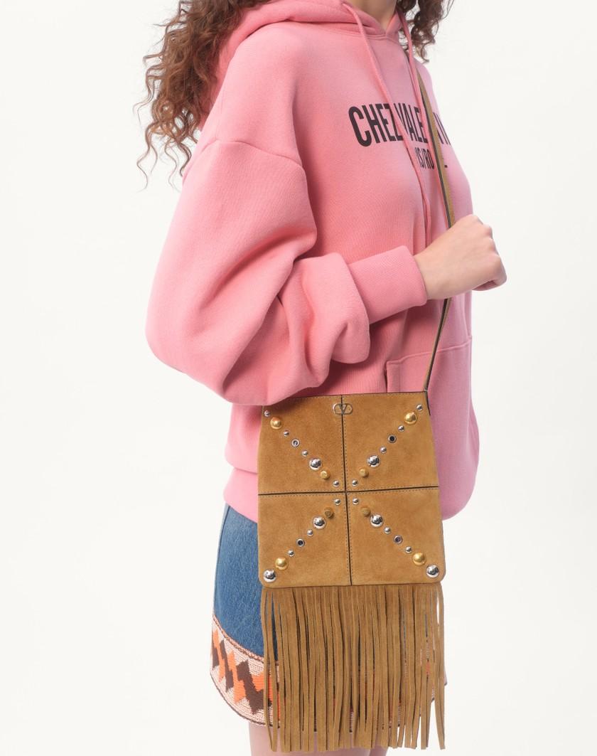 Valentino Handbags Borsa A Spalla Piccola Valentino Garavani Nellcôte In Suede Con Frange per Donna in Havana Beige | Valentino IT Fino Al -60%