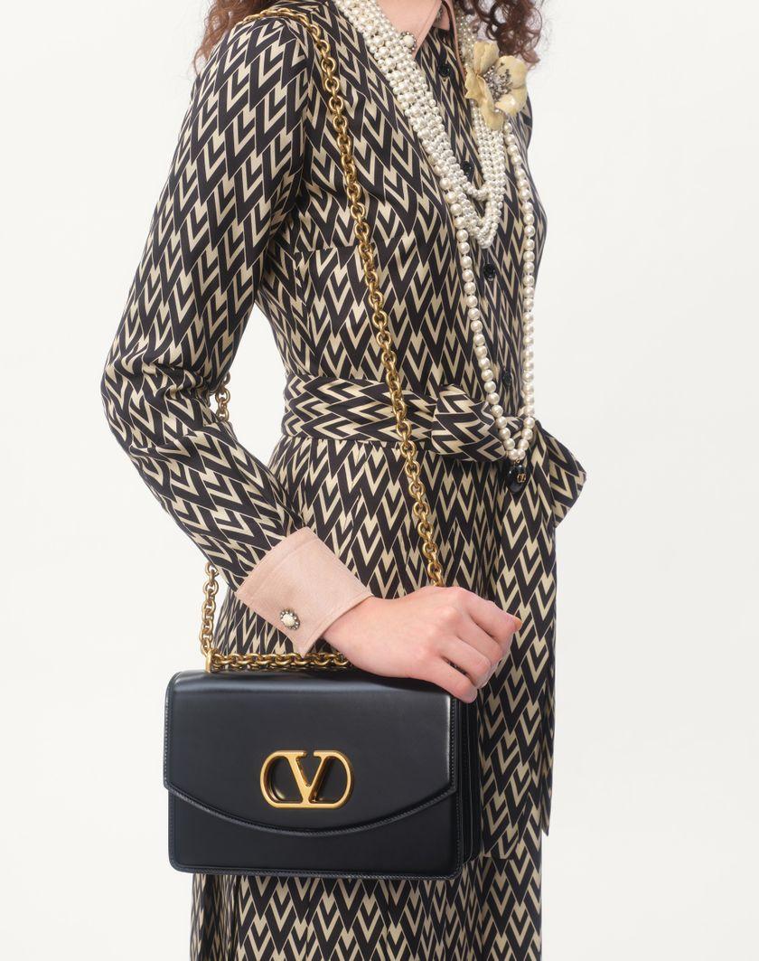 Valentino Handbags Abito Midi In Twill Toute La V per Donna in Nero/avorio | Valentino IT Affare Del Giorno