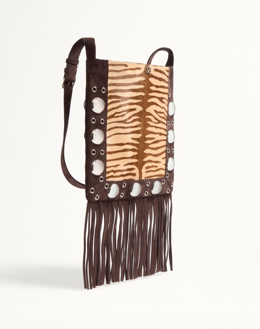 Valentino Handbags Borsa A Spalla Valentino Garavani Nellcôte In Vitello Effetto Pony Animalier Con Frange per Donna in Beige/marrone | Valentino IT Novità