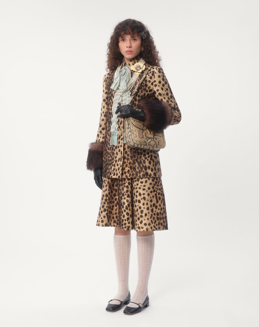 Valentino Handbags Gonna In Panno Stampato Giaguaro Spots per Donna in Animalier | Valentino IT Online