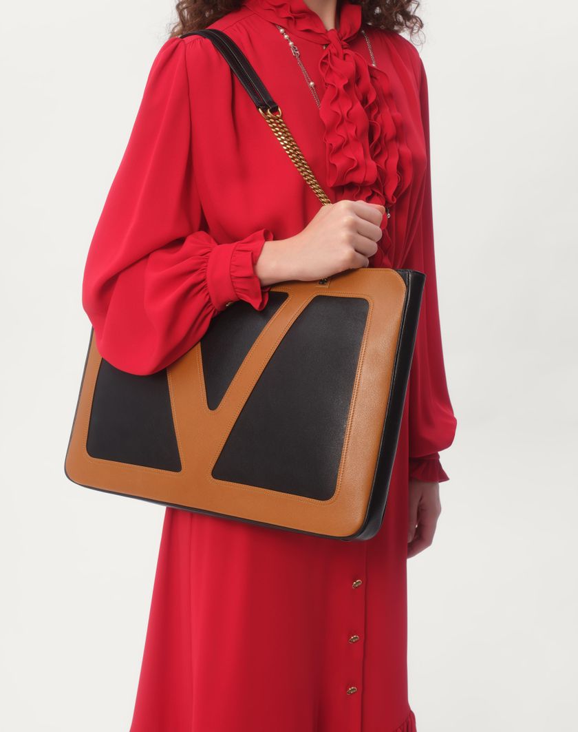 Valentino Handbags Abito Midi In Georgette per Donna in Rosso | Valentino IT In Vendita