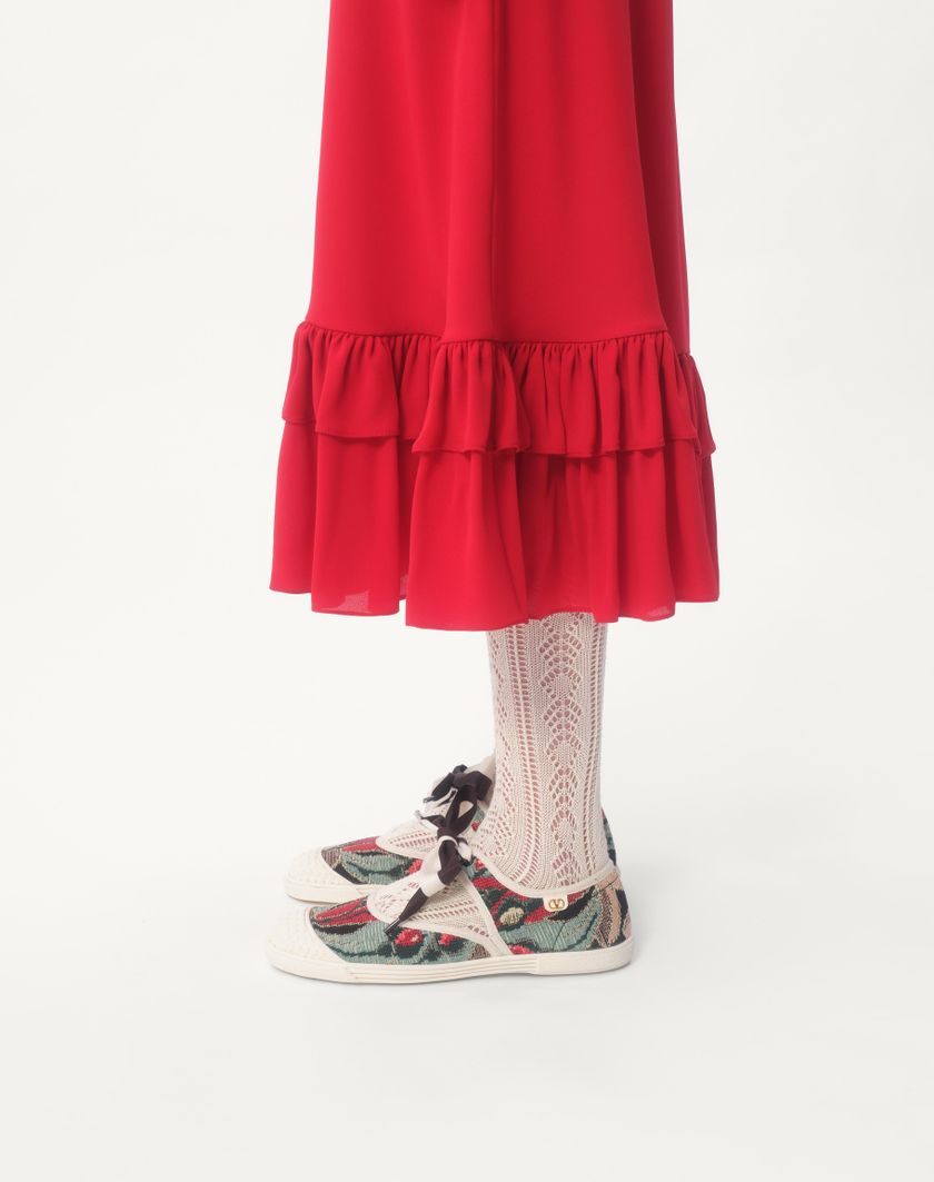 Valentino Handbags Abito Midi In Georgette per Donna in Rosso | Valentino IT In Vendita