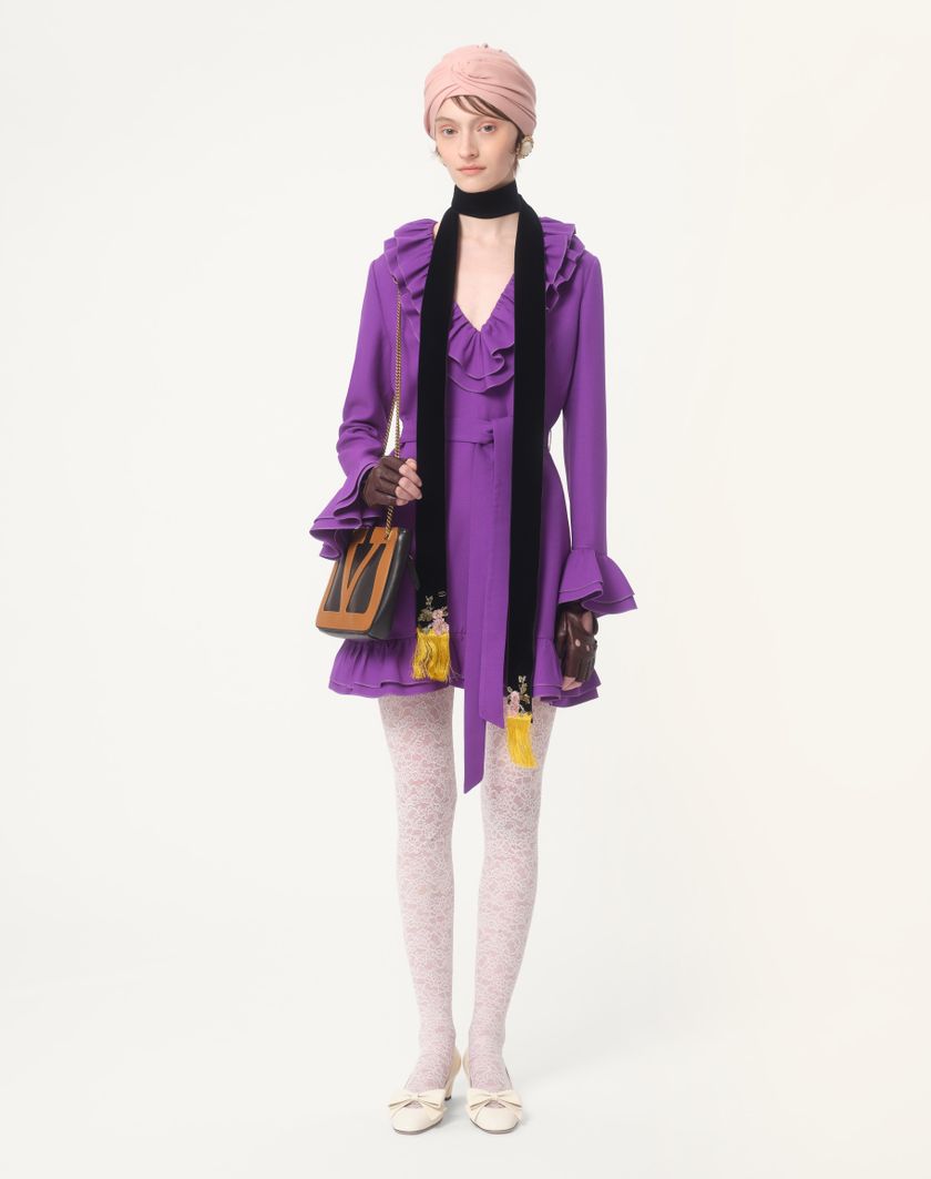 Valentino Handbags Abito Corto In Crepe Couture per Donna in Violet | Valentino IT Hotsell