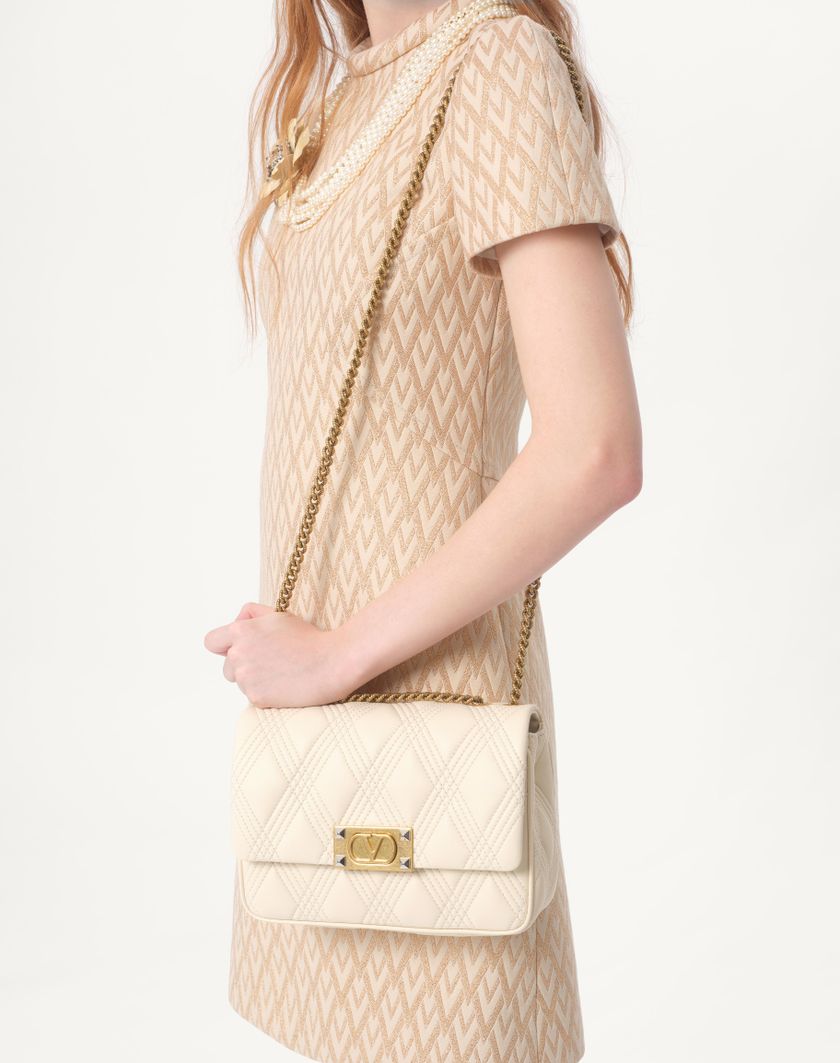 Valentino Handbags Abito Corto In Lurex Jacquard Toute La V per Donna in Avorio/oro | Valentino IT Vendite Flash