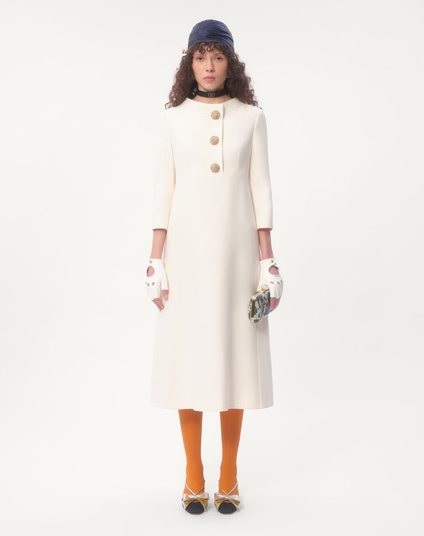 Valentino Handbags Abito Midi In Crepe Couture per Donna in Avorio | Valentino IT In Saldo
