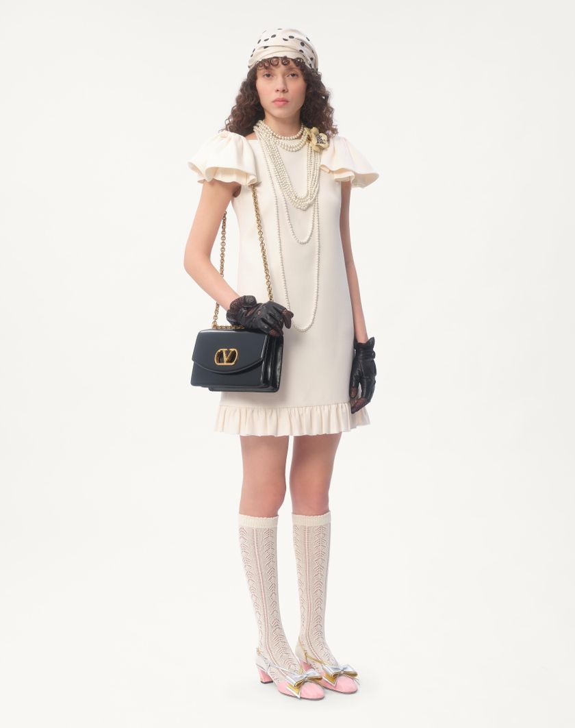 Valentino Handbags Abito Corto In Crepe Couture per Donna in Avorio | Valentino IT Nuova