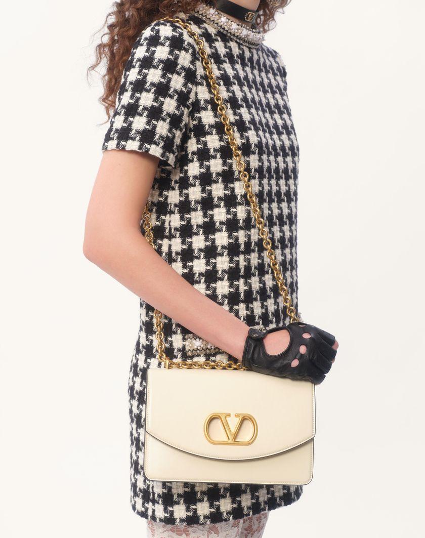 Valentino Handbags Abito Corto In Damier Light Tweed Ricamato per Donna in Avorio/nero | Valentino IT 2025