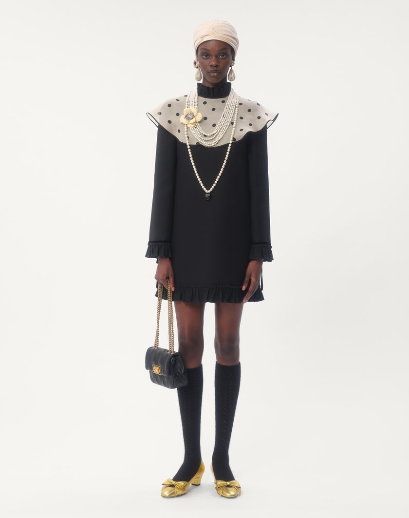 Valentino Handbags Abito Corto In Crepe Couture per Donna in Nero/avorio | Valentino IT In Linea
