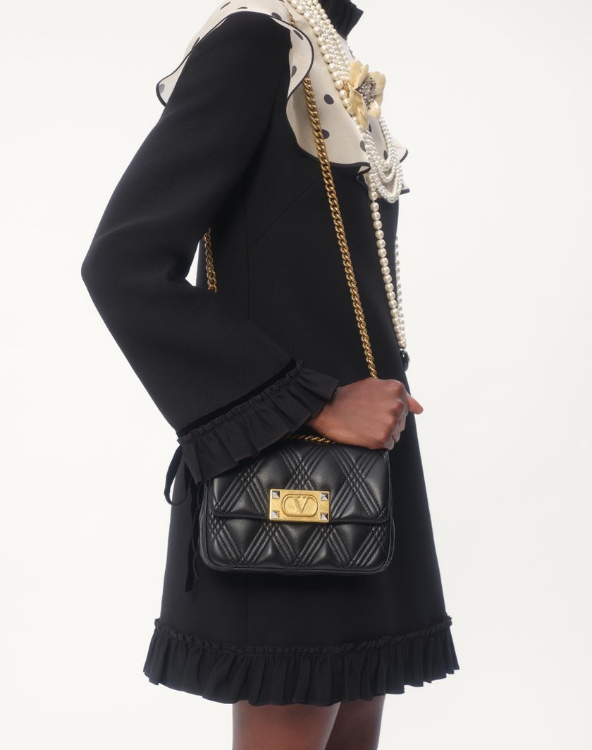 Valentino Handbags Abito Corto In Crepe Couture per Donna in Nero/avorio | Valentino IT In Linea