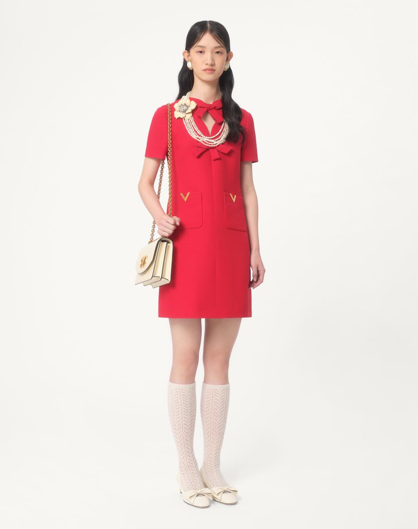 Valentino Handbags Abito Corto In Crepe Couture per Donna in Rosso | Valentino IT Vendita