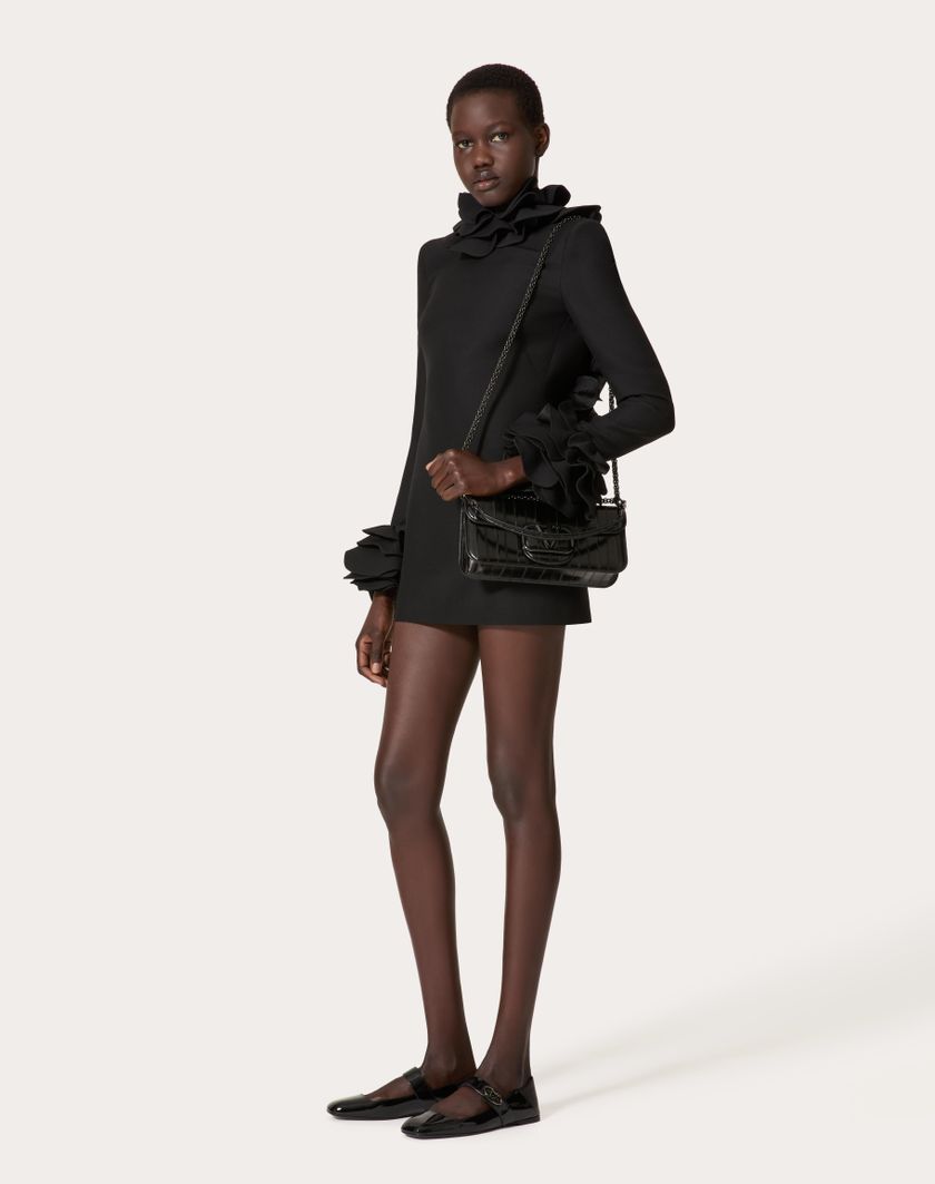 Valentino Handbags Abito Corto In Crepe Couture Ricamato per Donna in Nero | Valentino IT Soddisfazione Garantita