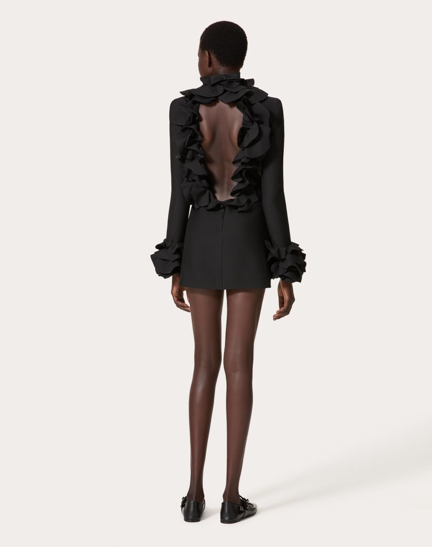 Valentino Handbags Abito Corto In Crepe Couture Ricamato per Donna in Nero | Valentino IT Soddisfazione Garantita