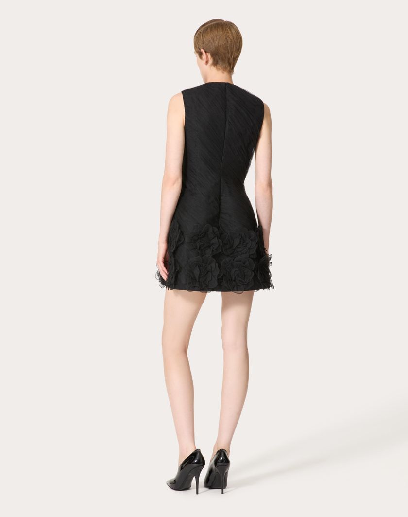 Valentino Handbags Abito Corto In Tulle Illusione Ricamato per Donna in Nero | Valentino IT Negozi Online