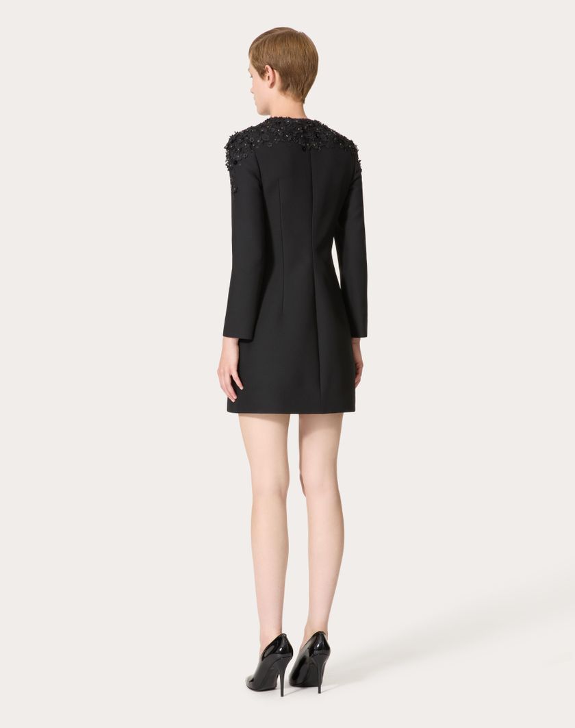 Valentino Handbags Abito Corto In Crepe Couture Ricamato per Donna in Nero | Valentino IT Promozione Limitata