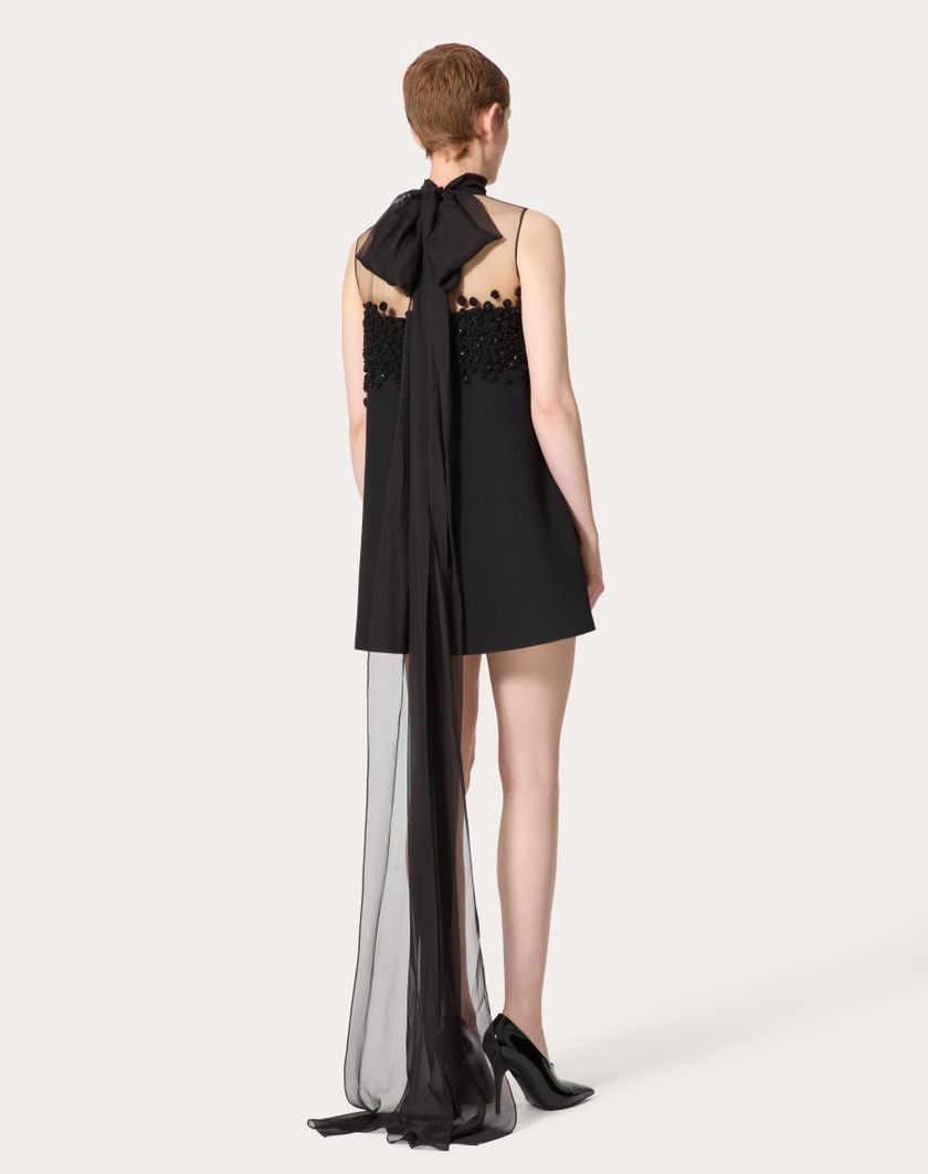 Valentino Handbags Abito Corto In Structured Couture Ricamato per Donna in Nero | Valentino IT Convenienza
