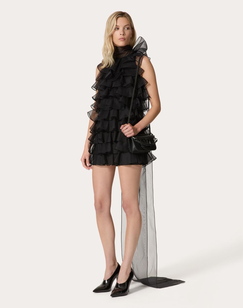 Valentino Handbags Abito Corto In Organza per Donna in Nero | Valentino IT Novità