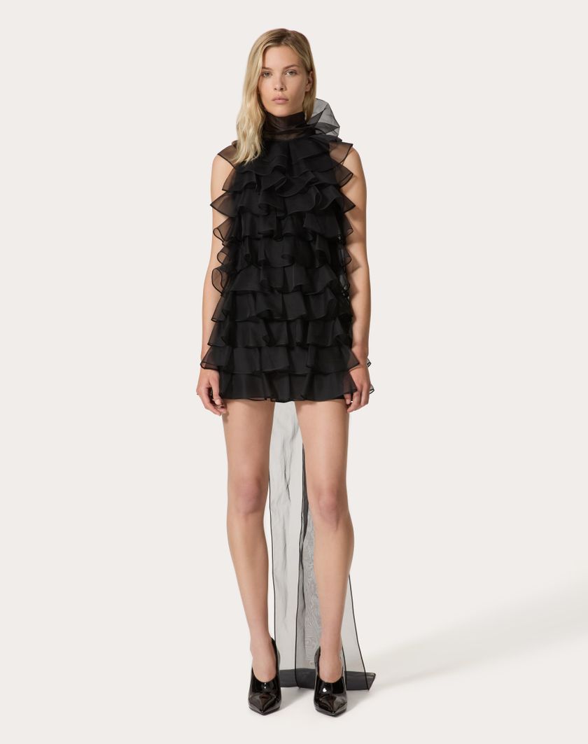 Valentino Handbags Abito Corto In Organza per Donna in Nero | Valentino IT Novità