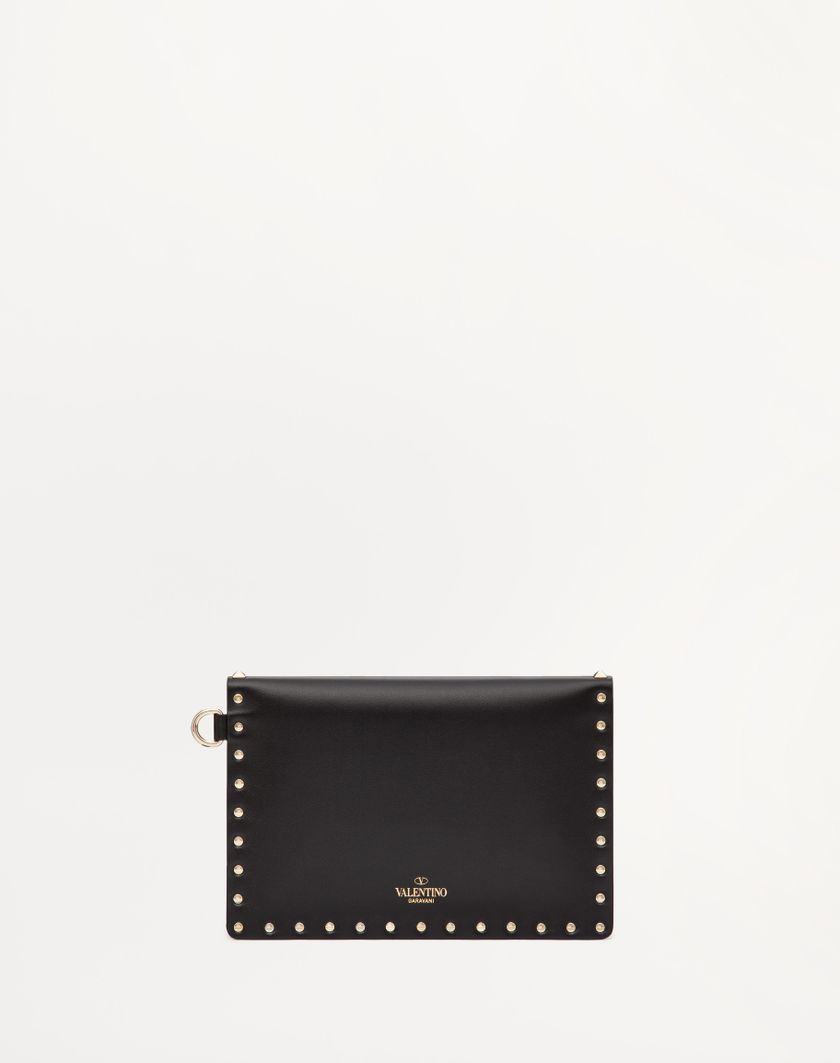 Valentino Handbags Pouch Rockstud In Vitello per Donna in Poudre | Valentino IT Italy