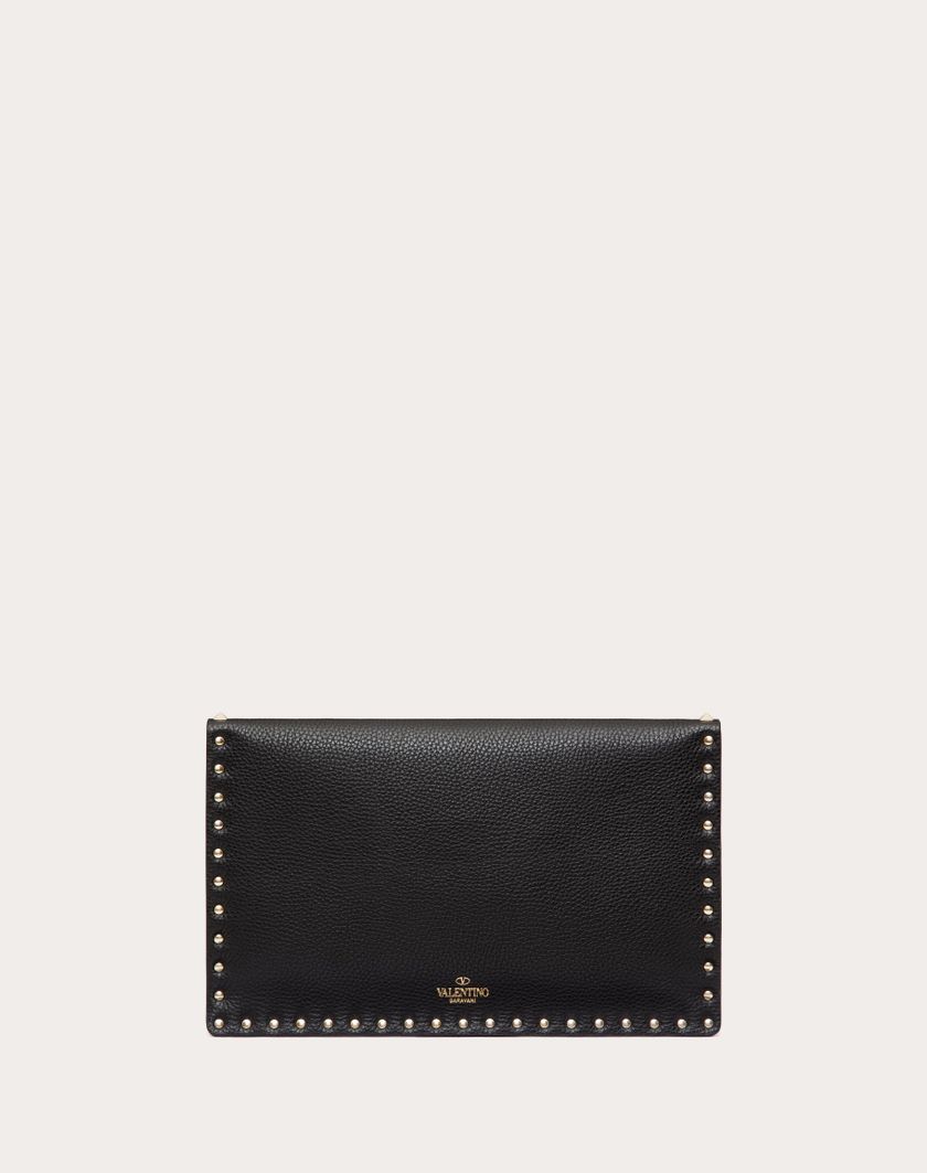 Valentino Handbags Pouch Rockstud In Vitello Granato per Donna in Poudre | Valentino IT 2025