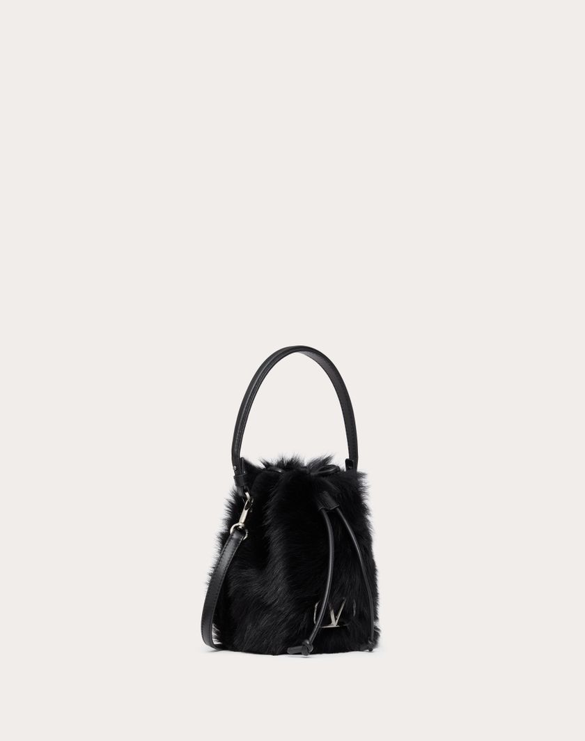 Valentino Handbags Mini Borsa A Secchiello Vlogo Signature In Montone per Donna in Nero | Valentino IT Soddisfazione Garantita