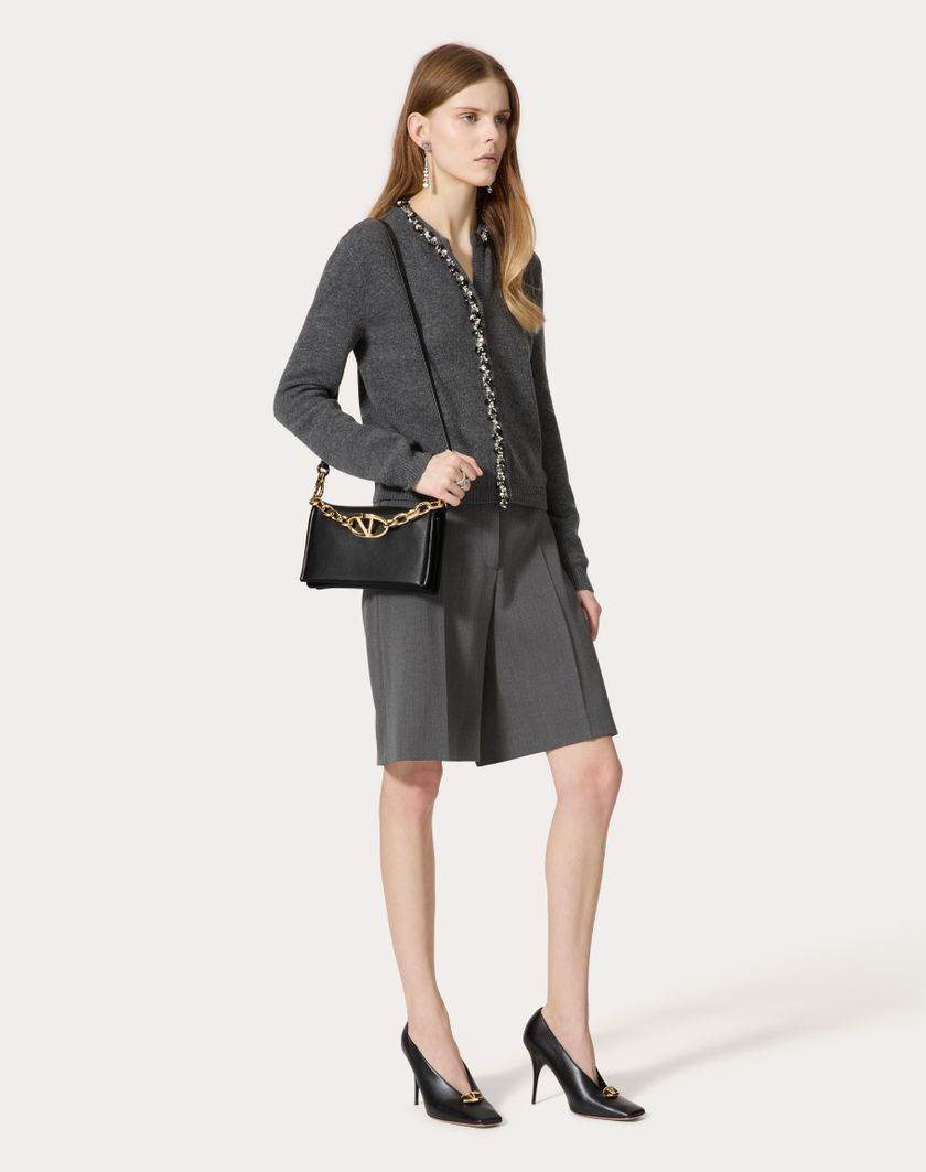 Valentino Handbags Clutch Vlogo Chain In Nappa Con Catena per Donna in Nero | Valentino IT Qualità Garantita