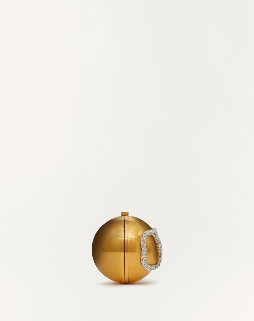 Valentino Handbags Minaudière Vlogo Signature In Metallo E Cristalli Swarovski® per Donna in Antique Brass/crystal | Valentino IT Prezzo Ridotto
