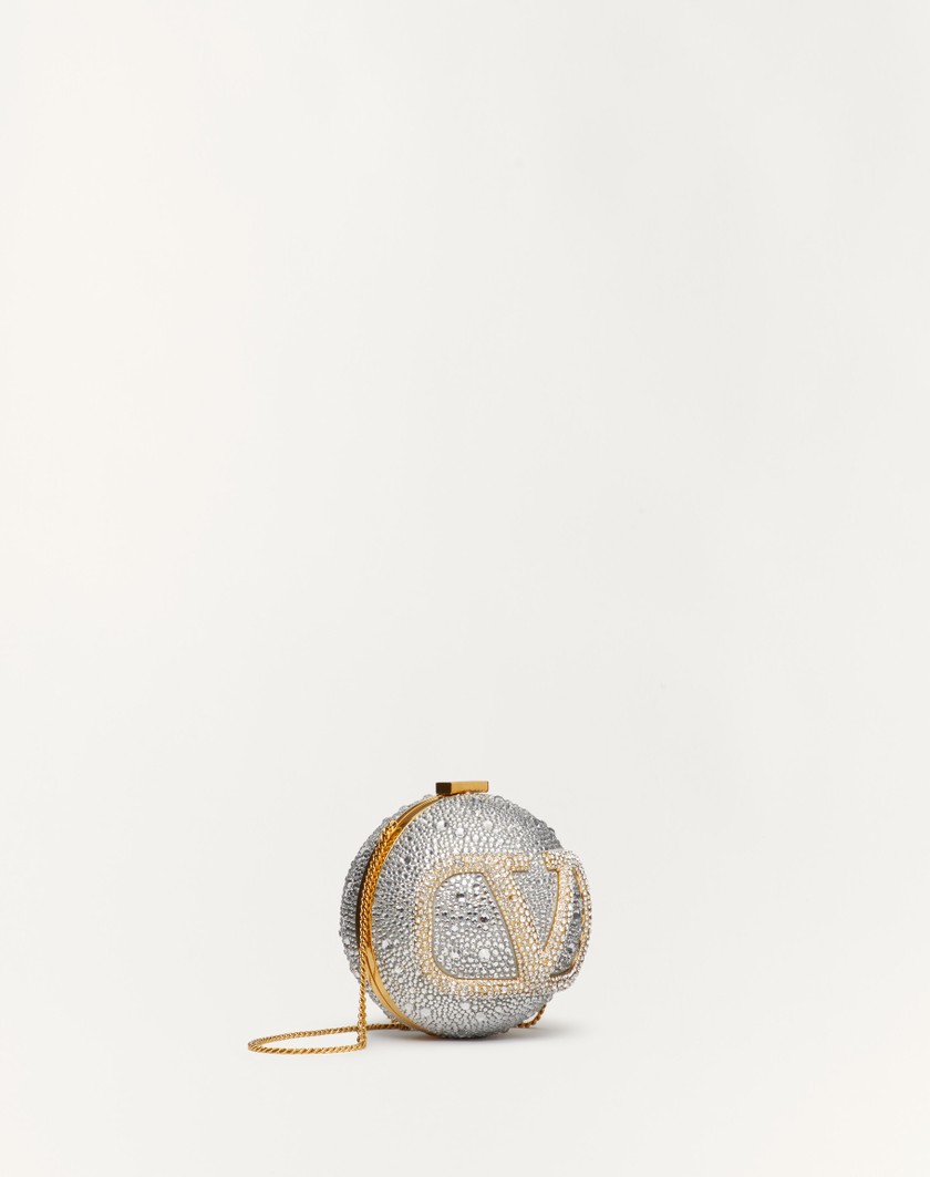 Valentino Handbags Minaudière Vlogo Signature In Metallo E Cristalli Swarovski® per Donna in Crystal | Valentino IT Sottocosto