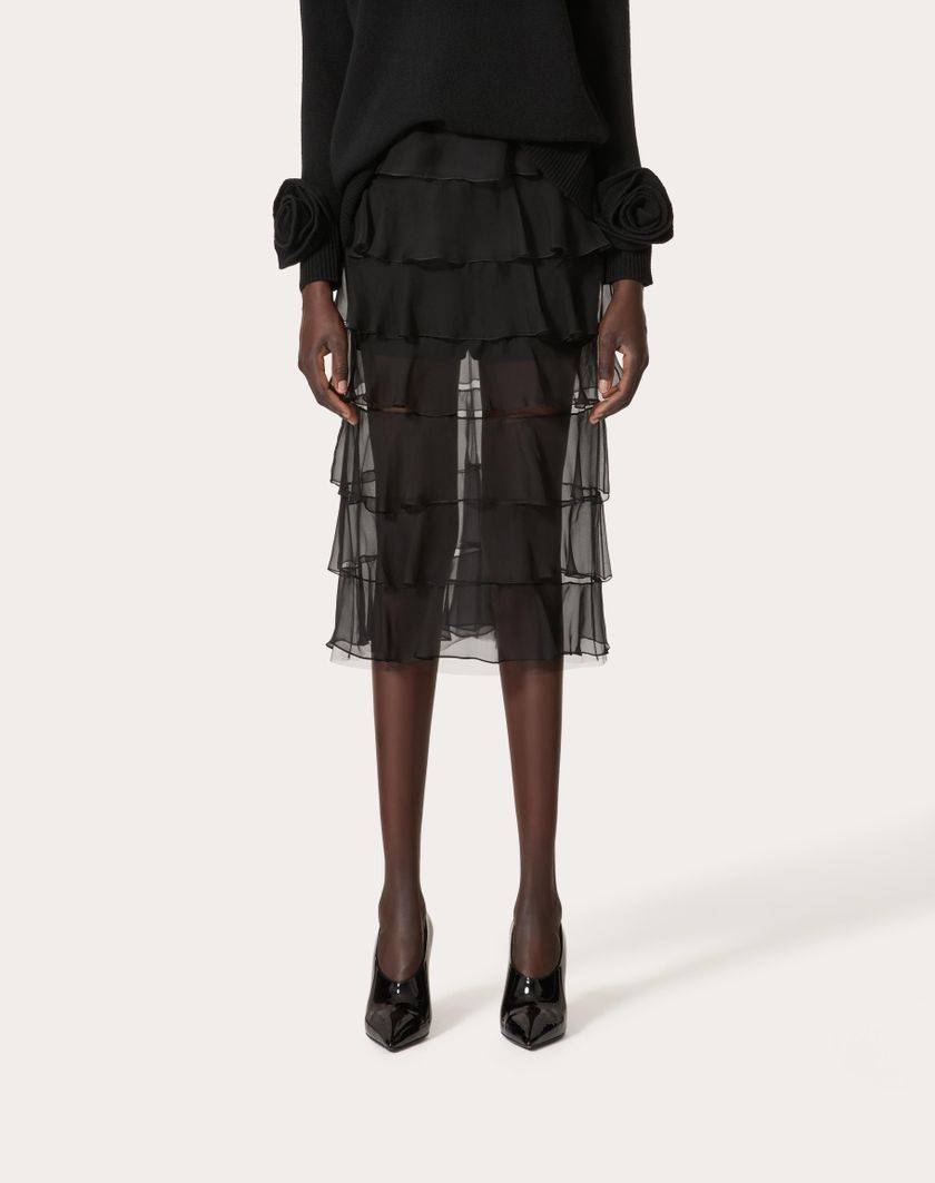 Valentino Handbags Gonna In Chiffon per Donna in Nero | Valentino IT Novità