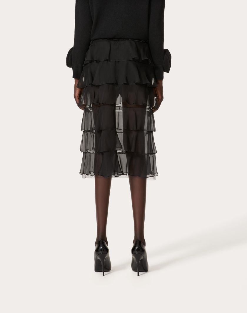 Valentino Handbags Gonna In Chiffon per Donna in Nero | Valentino IT Novità