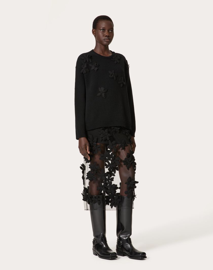Valentino Handbags Maglia In Lana Ricamata per Donna in Nero | Valentino IT Offerta