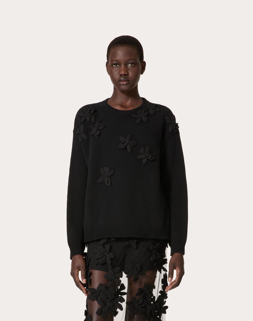 Valentino Handbags Maglia In Lana Ricamata per Donna in Nero | Valentino IT Offerta