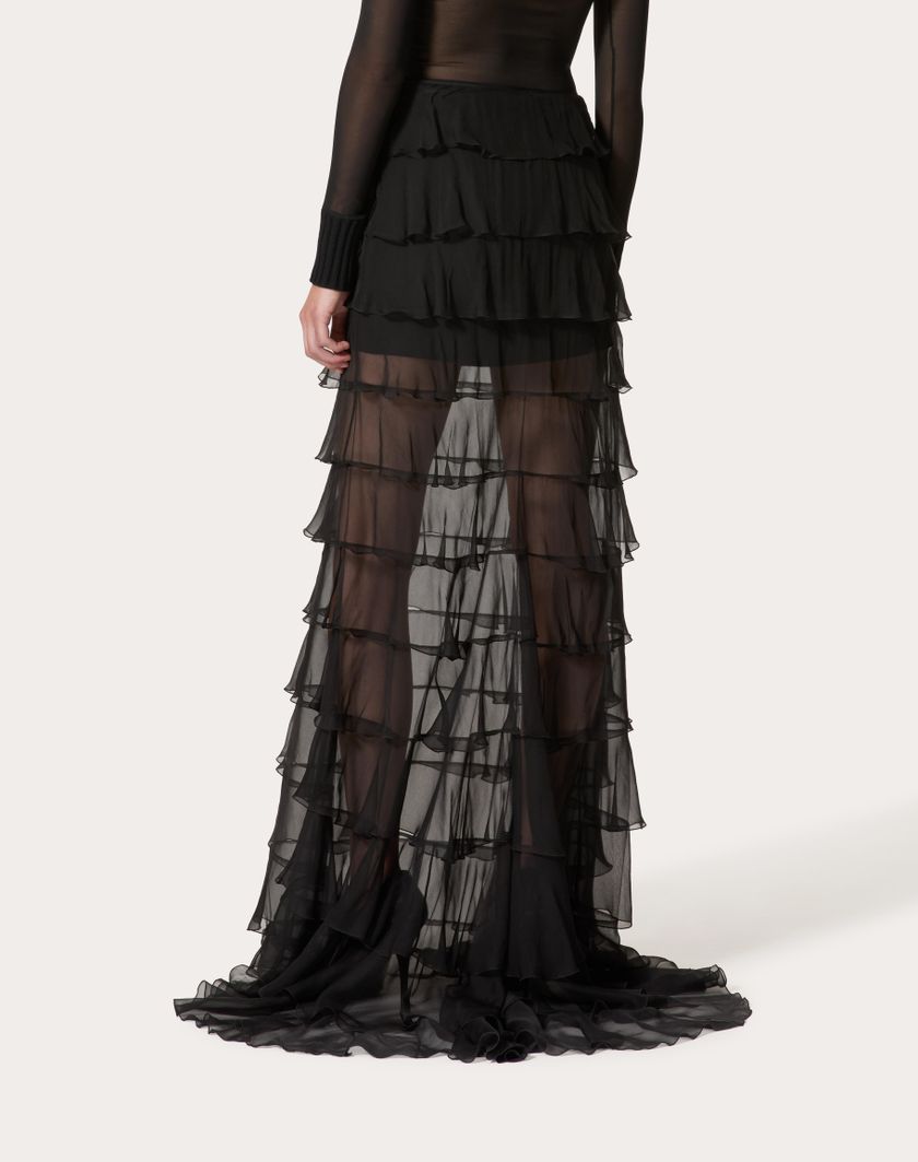 Valentino Handbags Gonna Lunga In Chiffon per Donna in Nero | Valentino IT Hotsell