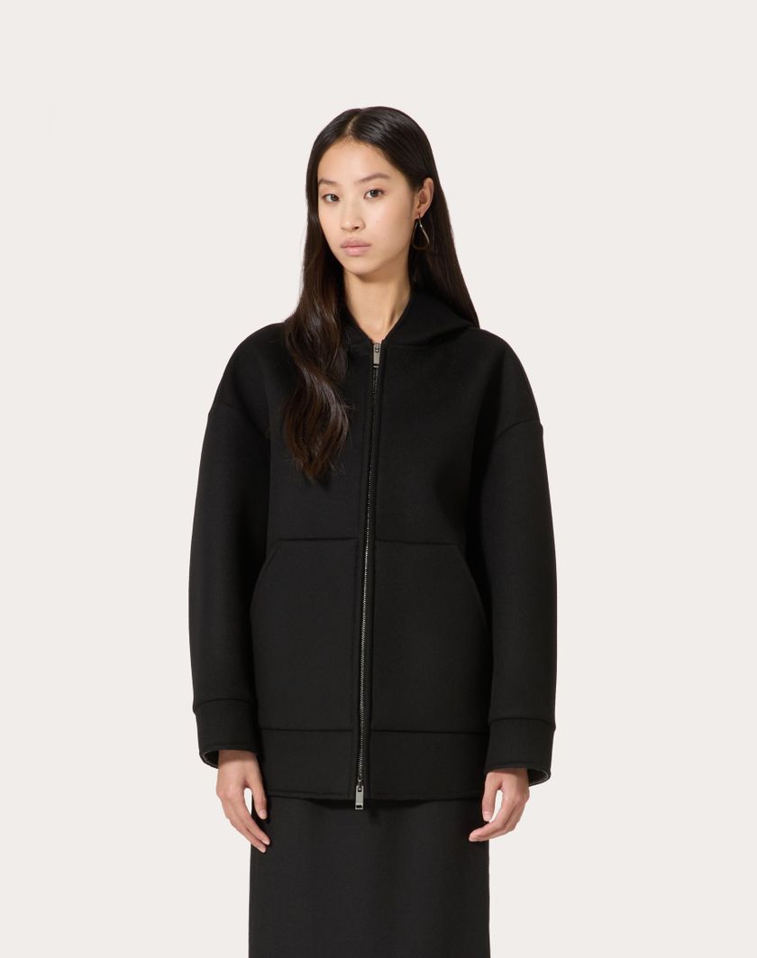 Valentino Handbags Caban In Compact Drap per Donna in Nero | Valentino IT Saldi Di Fabbrica