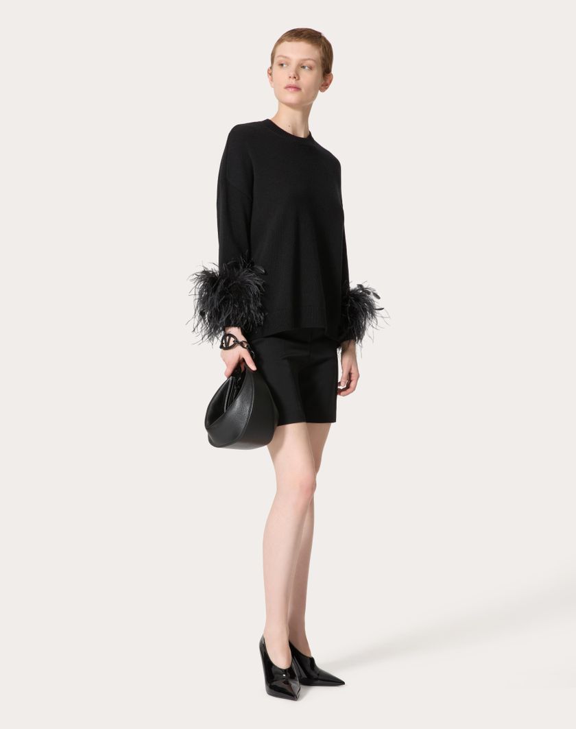 Valentino Handbags Maglia In Lana Con Piume per Donna in Nero | Valentino IT Vendite Flash