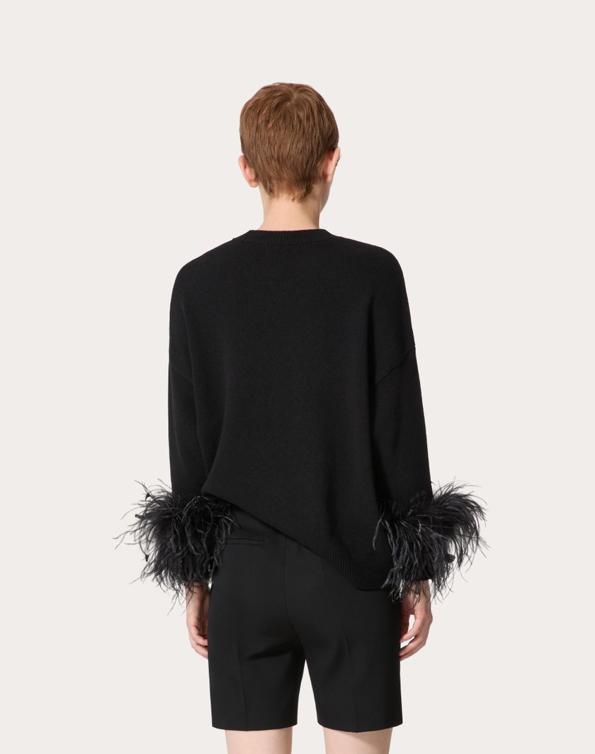 Valentino Handbags Maglia In Lana Con Piume per Donna in Nero | Valentino IT Vendite Flash